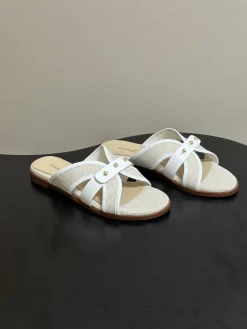Alternative view of GIANVITO ROSSI Sandals & Mules Canvas Leather (White-Beige) EU35-39 B60202606031051119