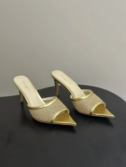 GIANVITO ROSSI Sandals & Mules Leather-Textile (Gold) EU35-39 B70202606031052119