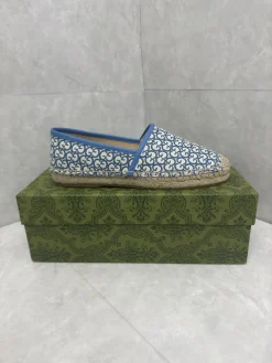 GUCCI Boat Shoes & Espadrilles Canvas-Jute (Blue-White-Beige) EU35-41 A6020260603113789