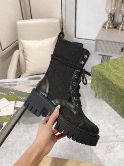 GUCCI Boots & Booties Canvas-Leather (Black) EU35-42 C10202606031140129