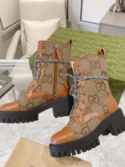 Alternative view of GUCCI Boots & Booties Canvas-Leather (Brown-Black) EU35-40 C10202606031139129
