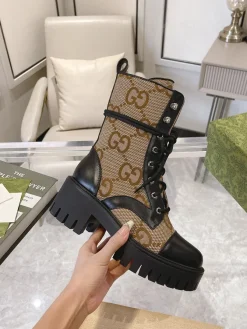 GUCCI Boots & Booties Canvas Leather (Brown-Black) EU35-42 C10202606031141129