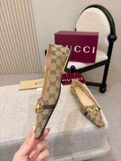 GUCCI Flats & Loafers Canvas Leather (Brown-Beige) EU35-41 B60202606031144119