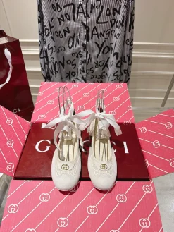 Alternative view of GUCCI Flats & Loafers Canvas (White-Red-Green) EU35-41 B60202606031143119