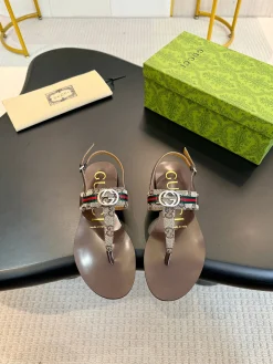 GUCCI Sandals & Mules Canvas-Leather (Brown-Beige-Red-Green) EU35-42 A5020260603120989