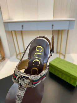 Alternative view of GUCCI Sandals & Mules Canvas-Leather (Brown-Beige-Red-Green) EU35-42 A5020260603120989