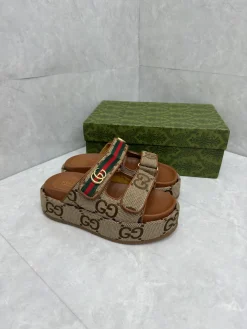 Alternative view of GUCCI Sandals & Mules Canvas Leather (Brown-Beige-Red-Green) EU35-44 B10202606031207109