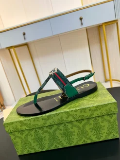 GUCCI Sandals & Mules Canvas-Leather (Green-Red-Black) EU35-42 A5020260603121389
