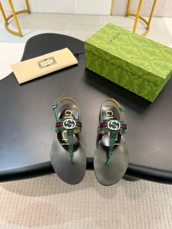 Alternative view of GUCCI Sandals & Mules Canvas-Leather (Green-Red-Black) EU35-42 A5020260603121389