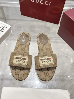 Alternative view of GUCCI Slides & Slippers Canvas (Beige-Brown) EU36-42 A6020260603103589
