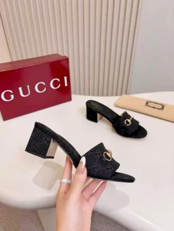 Alternative view of GUCCI Slides & Slippers Canvas (Black-Gold) EU35-43 A8020260603122399