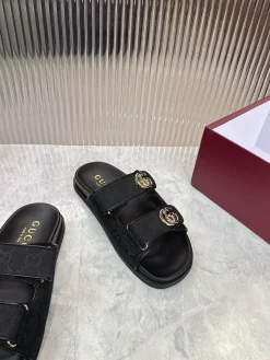 GUCCI Slides & Slippers Canvas (Black-Gold) EU36-42 B20202606031257109