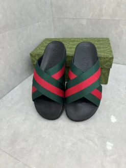 Alternative view of GUCCI Slides & Slippers Canvas (Black-Red-Green) EU36-46 A2020260603123379