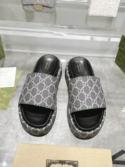Alternative view of GUCCI Slides & Slippers Canvas (Black-White) EU35-44 A8020260603127899
