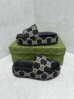 GUCCI Slides & Slippers Canvas (Black-White) EU35-44 A8020260603127999