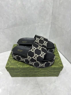 Alternative view of GUCCI Slides & Slippers Canvas (Black-White) EU35-44 A8020260603127999