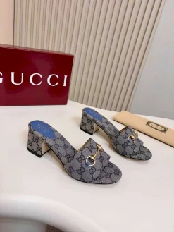 GUCCI Slides & Slippers Canvas (Blue-Grey-Gold) EU35-43 A8020260603122499