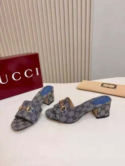 Alternative view of GUCCI Slides & Slippers Canvas (Blue-Grey-Gold) EU35-43 A8020260603122499