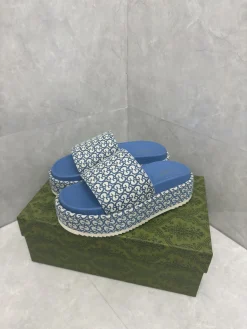 Alternative view of GUCCI Slides & Slippers Canvas (Blue-White) EU35-44 A8020260603123599