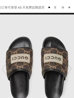 Alternative view of GUCCI Slides & Slippers Canvas (Brown-Black-White) EU35-46 A7020260603128389