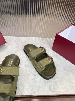 GUCCI Slides & Slippers Canvas (Green-Gold-Black) EU36-42 B20202606031240109