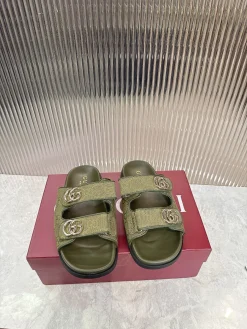 Alternative view of GUCCI Slides & Slippers Canvas (Green-Gold-Black) EU36-42 B20202606031240109