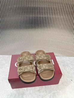 GUCCI Slides & Slippers Canvas-Leather (Beige-Brown) EU36-42 B20202606031230109