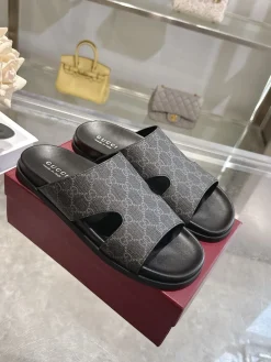 Alternative view of GUCCI Slides & Slippers Canvas-Leather (Black-Grey) EU39-46 B0020260603329199