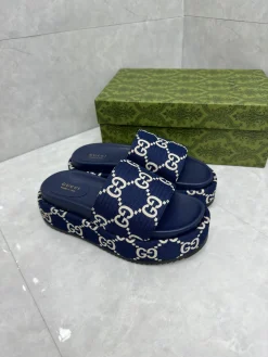 Alternative view of GUCCI Slides & Slippers Canvas (Navy-White) EU35-44 A8020260603128299