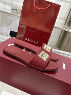GUCCI Slides & Slippers Canvas (Red) EU36-42 A6020260603125989