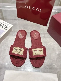 Alternative view of GUCCI Slides & Slippers Canvas (Red) EU36-42 A6020260603125989