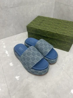 Alternative view of GUCCI Slides & Slippers Denim (Blue-Brown) EU35-44 A8020260603125599