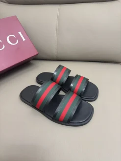 Alternative view of GUCCI Slides & Slippers Leather (Black-Red-Green) EU40-47 A8020260603122599