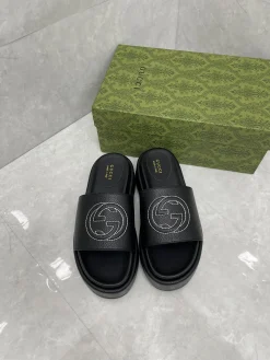 Alternative view of GUCCI Slides & Slippers Leather (Black-White) EU35-43 A8020260603127199