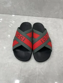 Alternative view of GUCCI Slides & Slippers Rubber (Black-Red-Green) EU36-46 A2020260603129479