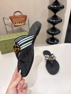 GUCCI Slides & Slippers Rubber (Black-White-Green-Gold) EU35-45 A3020260603122679