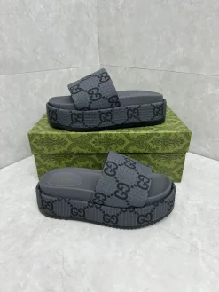 GUCCI Slides & Slippers Rubber (Gray-Black) EU35-44 A8020260603128199