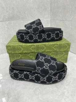 GUCCI Slides & Slippers Textile (Black-Grey) EU35-44 A9020260603137999