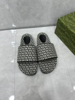 Alternative view of GUCCI Slides & Slippers Textile (Black-White) EU35-46 A6020260603123489