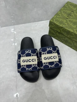 GUCCI Slides & Slippers Textile-Rubber (Navy-White-Black) EU35-46 A7020260603128589