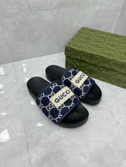 Alternative view of GUCCI Slides & Slippers Textile-Rubber (Navy-White-Black) EU35-46 A7020260603128589