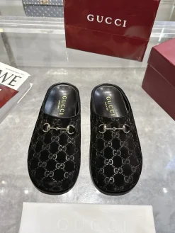 Alternative view of GUCCI Slides & Slippers Velvet (Black-Gold) EU36-42 A9020260603131599