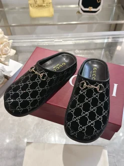 Alternative view of GUCCI Slides & Slippers Velvet (Black-Silver) EU36-42 B10202606031316109
