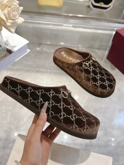 GUCCI Slides & Slippers Velvet (Brown-Silver) EU36-42 B10202606031317109