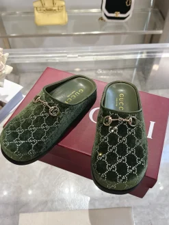 Alternative view of GUCCI Slides & Slippers Velvet (Green) EU36-42 B10202606031318109