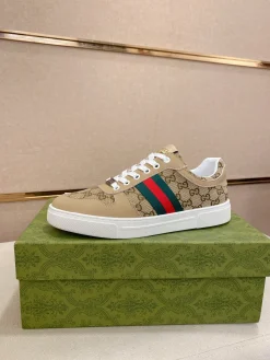 GUCCI Sneakers & Trainers Canvas-Leather (Beige-Brown-Red-Green-White) EU38-44 B10202606031353109