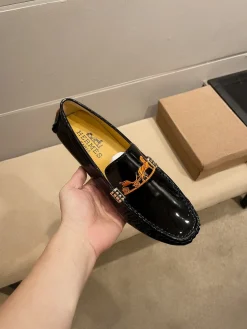 Alternative view of HERMES Flats & Loafers Patent Leather (Black-Gold-Orange) EU37-47 B0020260603139499