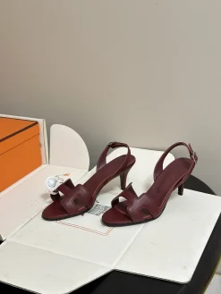HERMES Pumps & Heels Leather (Burgundy) EU35-39 C10202606031404129