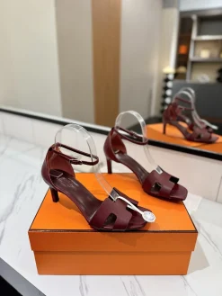 HERMES Pumps & Heels Leather (Burgundy) EU35-40 C00202606031409129