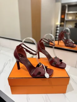 HERMES Sandals & Mules Leather (Burgundy) EU35-40 C00202606031427129